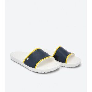 Crocs X Drew Barrymore Sloane Slide Navy Yellow Stripe White Base Womens Size 8
